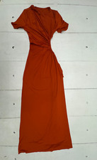 Shein Orange Open Side Back Slit Short Sleeve Body Con Dress Womens Size Medium