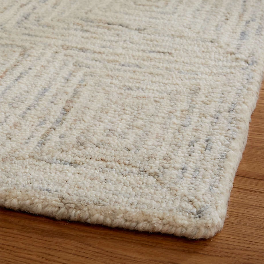 Presley Neutral Heathered 5X8 6X9 8X10 9X12 Hand made wool wool area rug carpet - Image 3 of 4