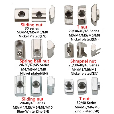 M3-M10 T Shape Block Sliding Nut for Aluminum Profile Extrusion Slot Track Rail