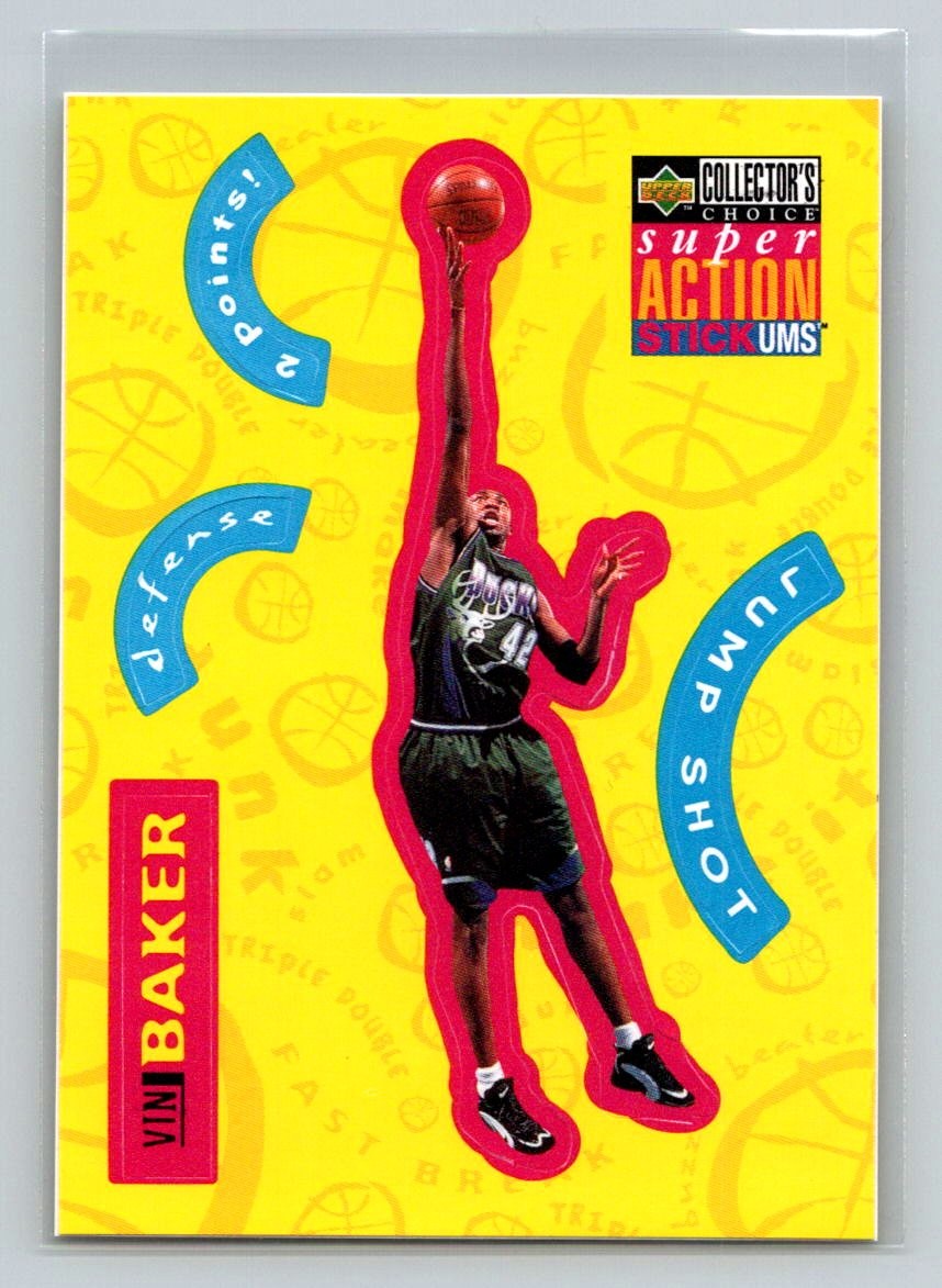 1996-97 Collector's Choice Super Action Stick 'Ums (Series One) #S15 Vin Baker