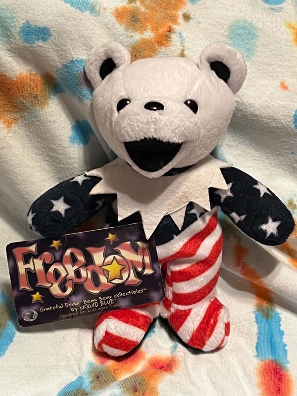 Grateful Dead "Freedom Beanie Bear" By Liquid Blue 1987 Stars & Stripes 7" Plush