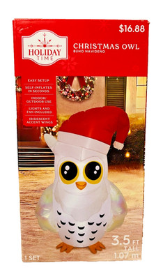 Holiday Time Christmas White OWL 3.5 ft. 1.07 M Tall Xmas Airblown Inflatable