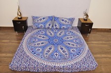 Blue White Paisley Boho King Duvet Set Cotton Mandala Quilt 92x84 + 2 Cases