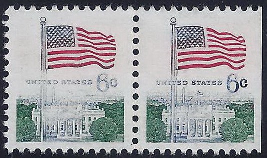 1338D - Beautiful Under Inking Error / EFO Pair "Flag and White House" MNH (Stk)