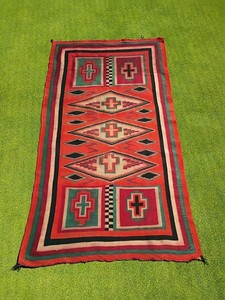 Navajo Rug Germantown Tapestry Antique Native American Indian Blanket 1890