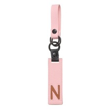Initial Letter Keychain, PU Leather Alphabet Keychain Pink Letter-N