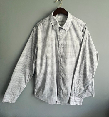 Calvin Klein Shirt Mens XL 17 34 35 Extreme Slim Fit Plaid Long Sleeve NWOT