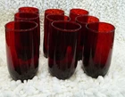 9 Vintage Tumblers / Glasses Anchor Hocking Royal Ruby Red Glass