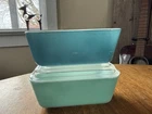 Vintage Pyrex Refrigerator Turquoise Teal Robin's Egg Blue 0502 Lid Ovenware