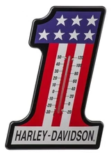 Harley-Davidson #1 RWB Racing Custom Shaped Logo Durable Metal Thermometer