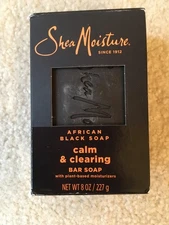 BRAND NEW IN BOX 8 oz. Shea Moisture African Black Soap Calm & Clearing Bar Soap