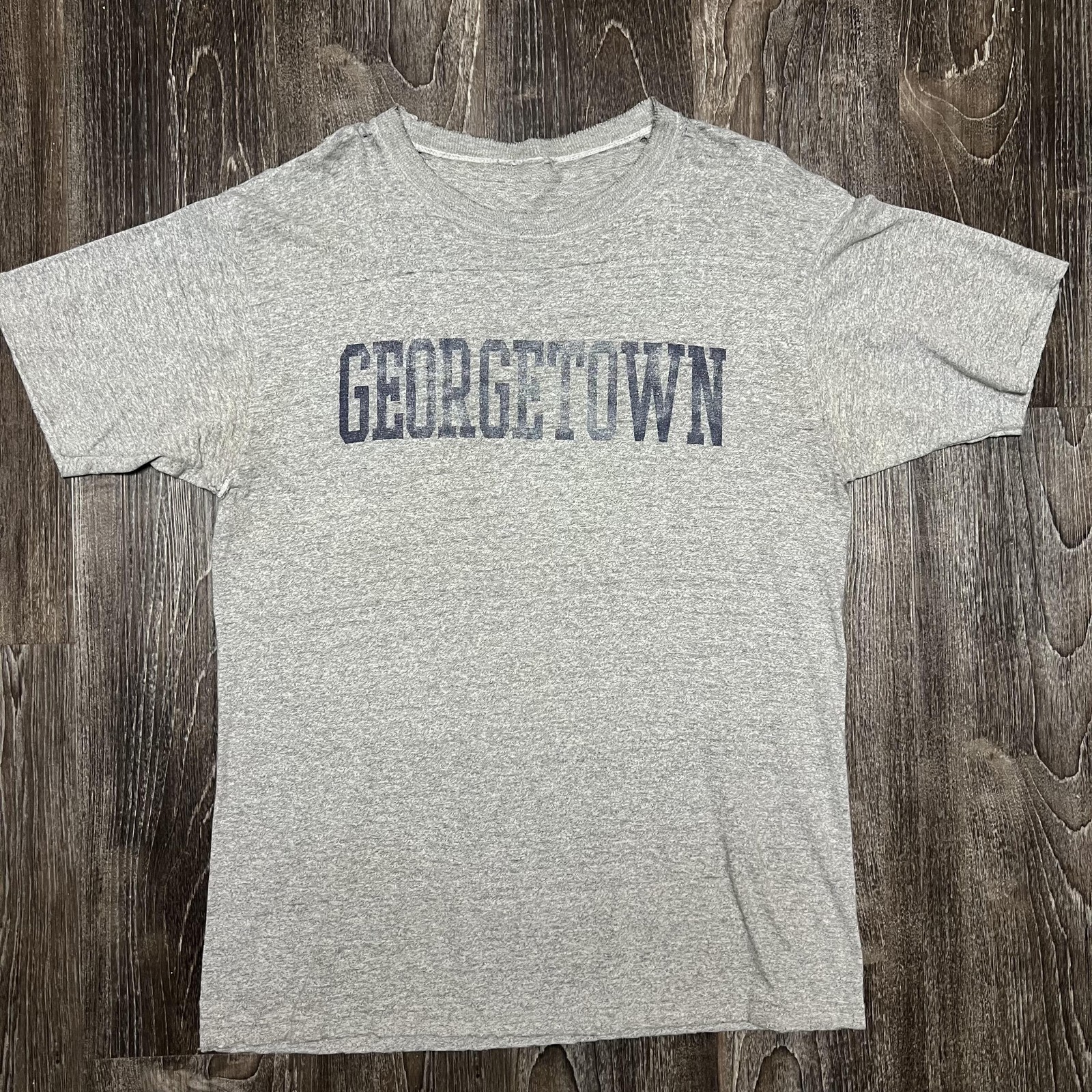 Vintage Georgetown Hoyas Shirt Mens Large Gray NCAA Basketball College 80s faded