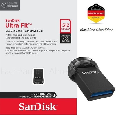 SanDisk Ultra Fit Mini USB 3.2 Gen 1 Flash Drife Speicher 16GB 32GB 64GB 128GB