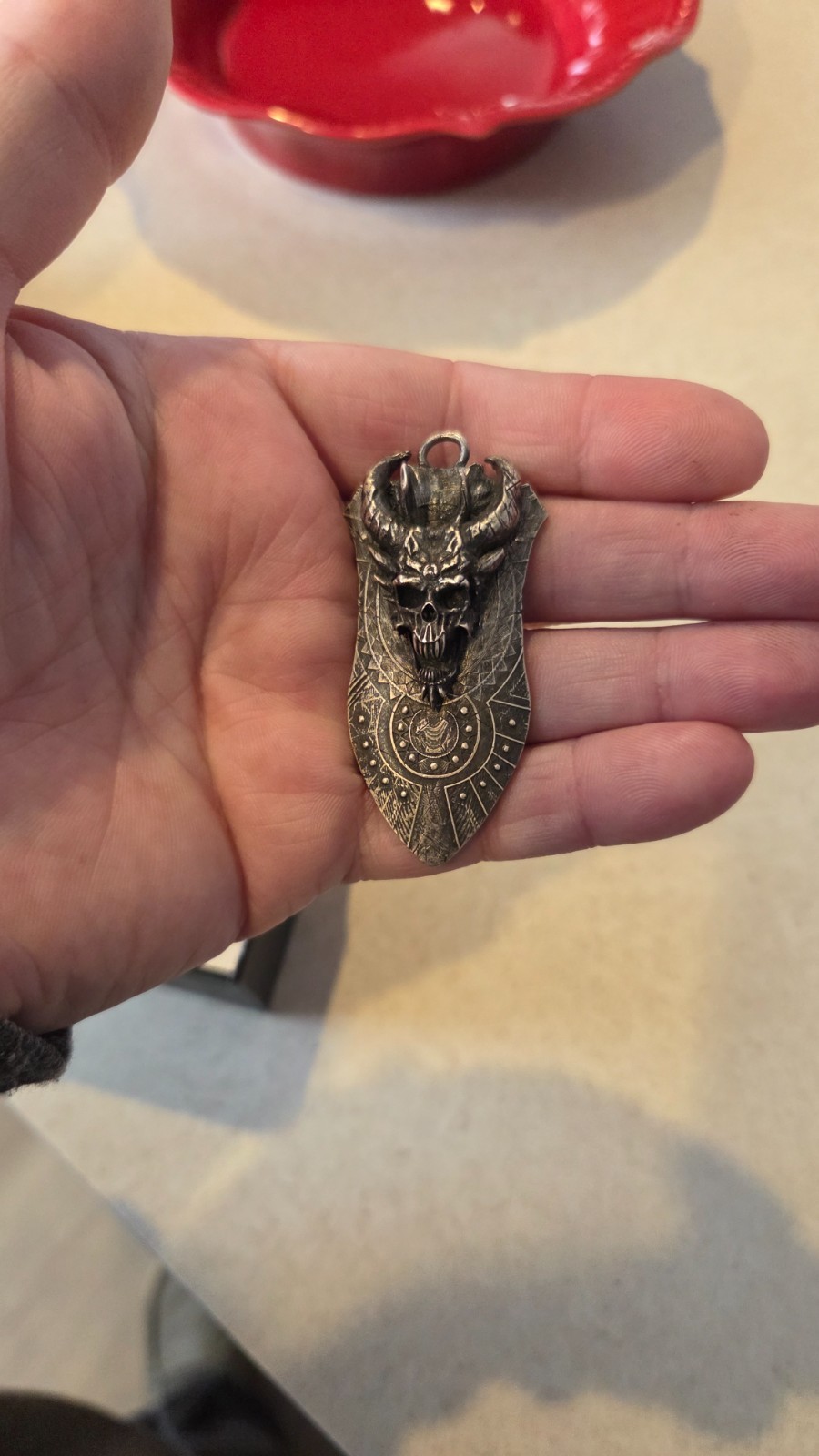 hand made solid silver demonic pendant - image 1