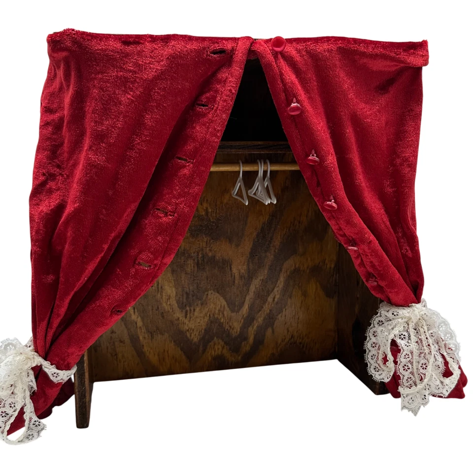 Mini Victorian Bedroom Furniture Set For 12" Dolls Vanity Chest Stools Curtains - Image 2 of 4