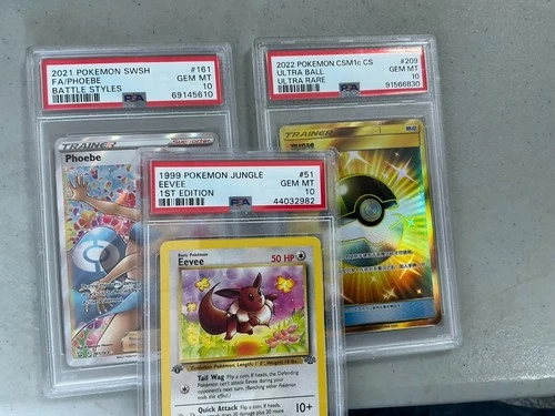 Lot of (3) Pokemon PSA Graded CArds PSA 10 w/ 1st Edition Eevee