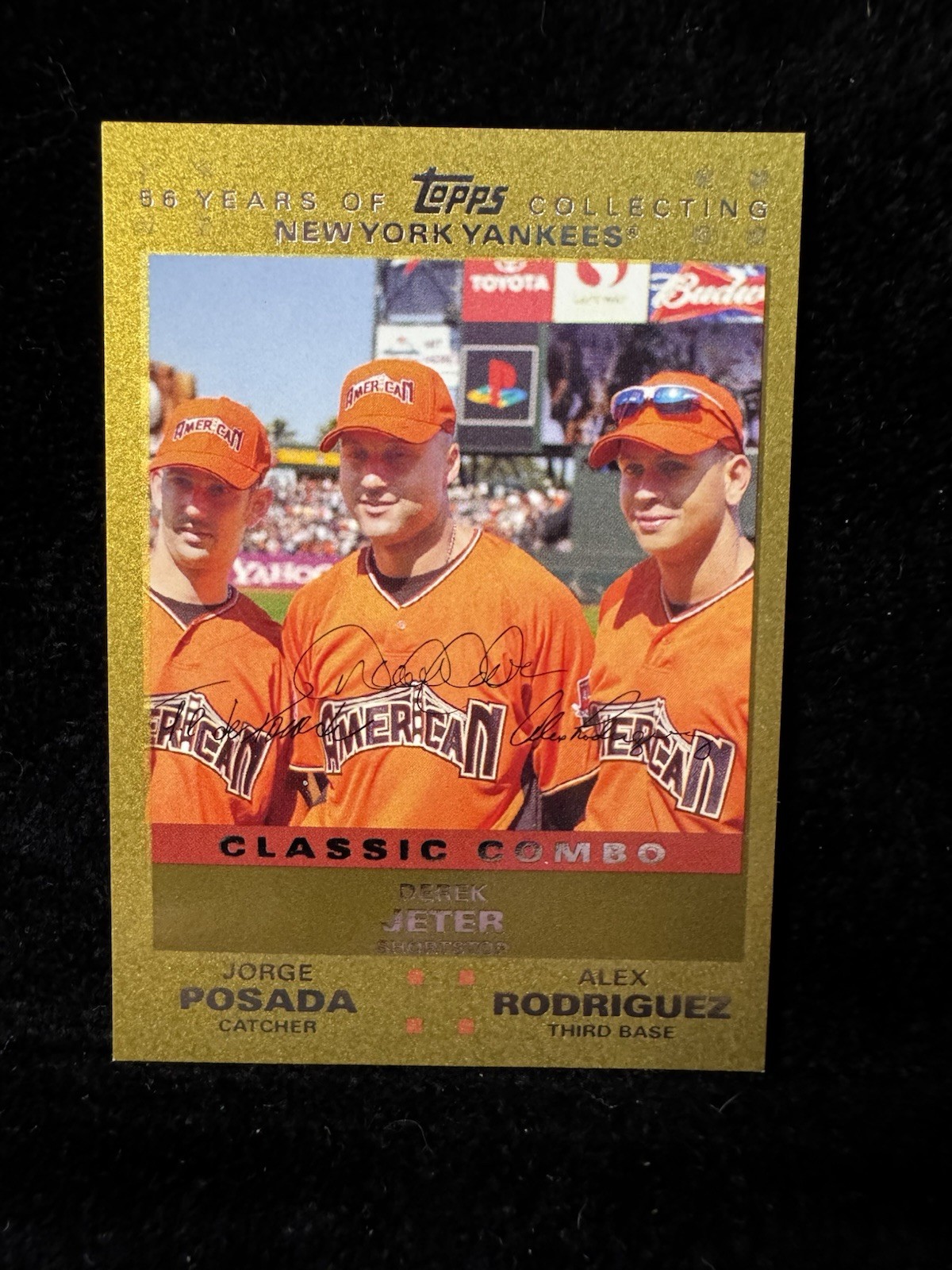 2007 Topps UH278 Classic Combo Alex Rodriguez, Derek Jeter, Posada, Gold/Rare￼