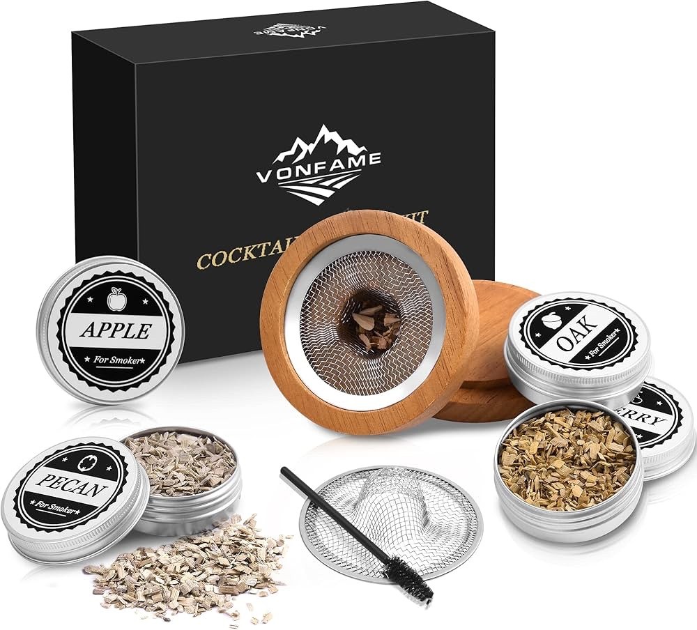 Cocktail Smoker Kit - Bourbon Drink Smoker & 4 Flavors Wood 