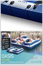 Intex Oasis Island Inflatable Giant 5 Person Lake/River Floating Lounge Raft NEW