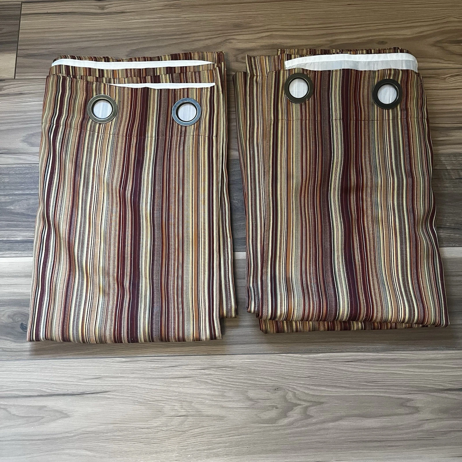 Vintage Pier 1 Imports Pallas Stripe Lined Window Curtain Panels (Pair) 54x84