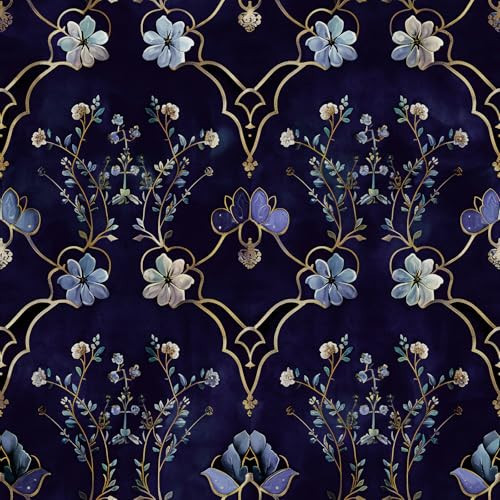 Dark Floral Peel and Stick Wallpaper Vintage Floral Contact 16.9" x 118.1" - Picture 1 of 6