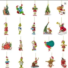 20pcs Grinch Christmas Tree Decorations–Cartoon Character Holiday New Year Gift