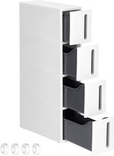 Narrow Storage Tower Trolley on Wheels 4 Drawers SONGMICS White Space Saving