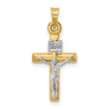 14k Two-tone Hollow Crucifix Pendant XR1844