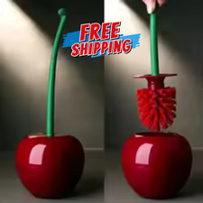 1pc Red Toilet Brush Creative Lovely Cherry Shape Lavatory Toilet Brush Holder
