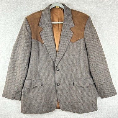 VTG Pioneer Wear Sport Coat 44R Western Blazer Rockabilly 70s 80s Wool Blend USA