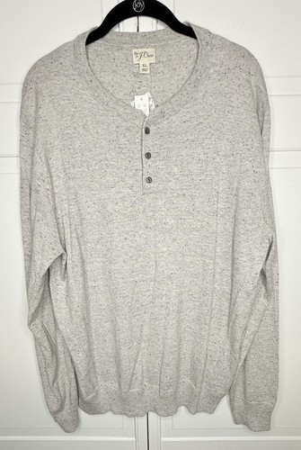 J Crew Sweater Men’s XL Cotton/Silk Blend Donegal Henley Pullover Gray AZ956 NWT