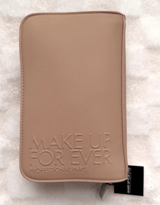 MAKE UP FOR EVER Makeup Bag Pouch Nude Beige Zipper AUTH Travel NWT