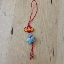 Hand Carved Natural Jade Chinese Zodiac Dog Pendant Knotted CellPhone Charm 6  