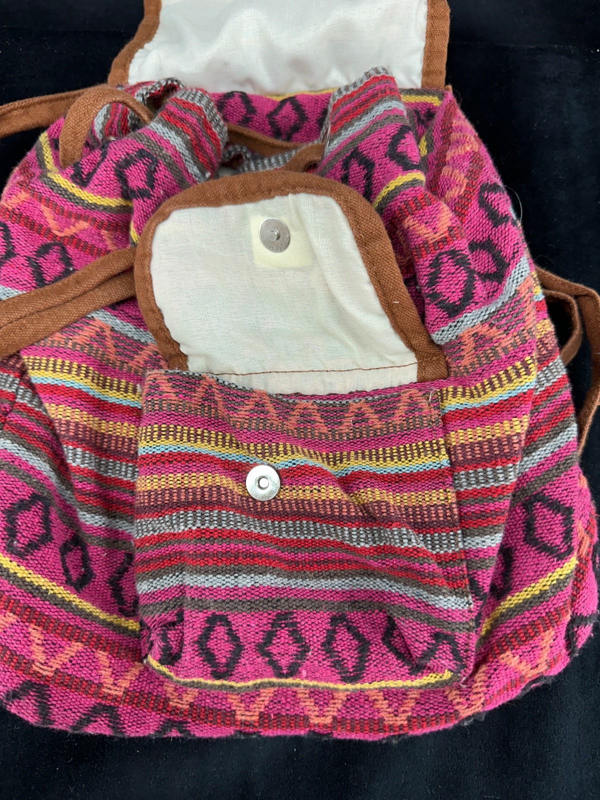 Drawstring Backpack Multicolored Beach Boho Woven… - image 5