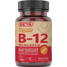 Deva Vegan B12 with Folic Acid & B6 - Fast Dissolve 90 Tabs