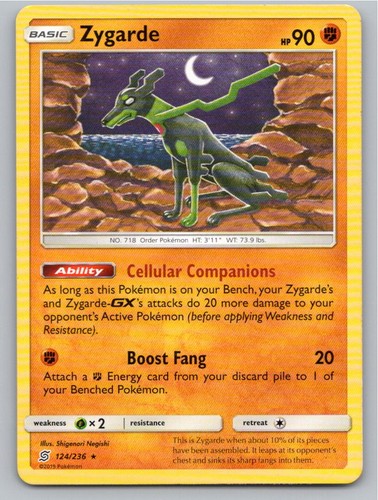 2019 POKEMON ZYGARDE UNIFIED MINDS 124/236 RARE NM A49510 FREE S&H