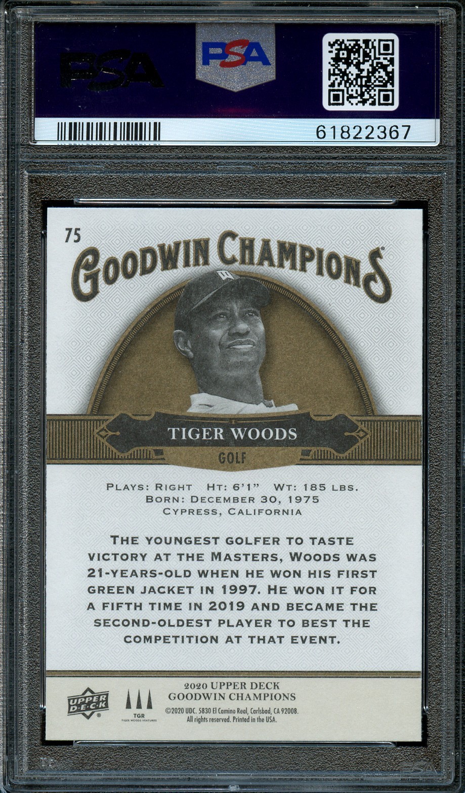 2020 Goodwin Champions Tiger Woods PSA 10 – Clean Gem Mint – Iconic Modern Tiger view 2
