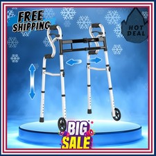 Narrow 3-in-1 Folding Walker for Seniors with 5" Wheels, 350lb Capacity