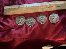 4 Antique Silver South INDIAN HEAD Dress Leathercraft Conchos Button Screwback