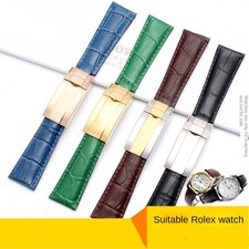 Double Sided Genuine Leather Crocodile Grain Watch Straps Mens Band 20 for Rolex