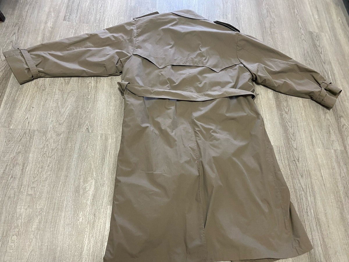 London Fog Trench Coat Men 44 Reg Beige Double Breasted