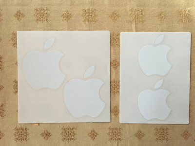 Apple Logo Stickers Pearl White 4 Apples, Desktop Mac Computer Sticker, New lot