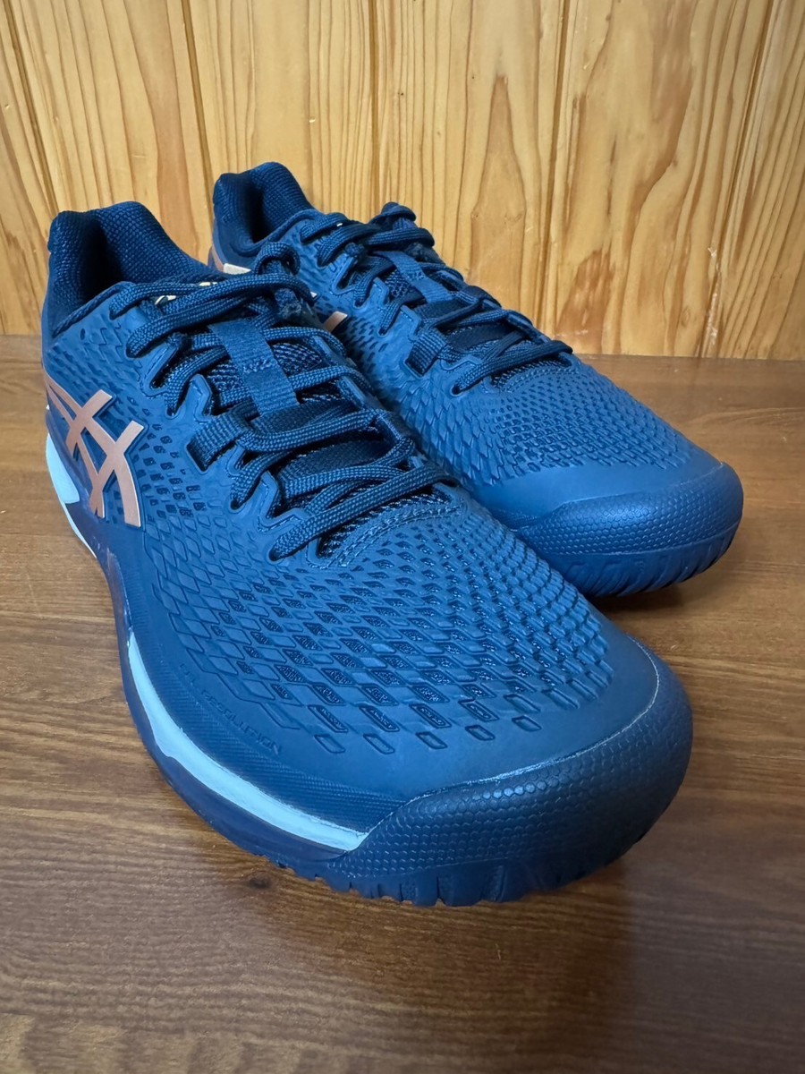 asics GEL-RESOLUTION 9 WIDE【27cm】 ASICS GEL-Resolution 9 Tennis Shoes Blue/Gold 1041A468 960