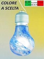 LAMPADARIO MODERNO IN VETRO SOFFIATO 1 LUCE Ø 30 LAMPADA A SOSPENSIONE BLU Lamp