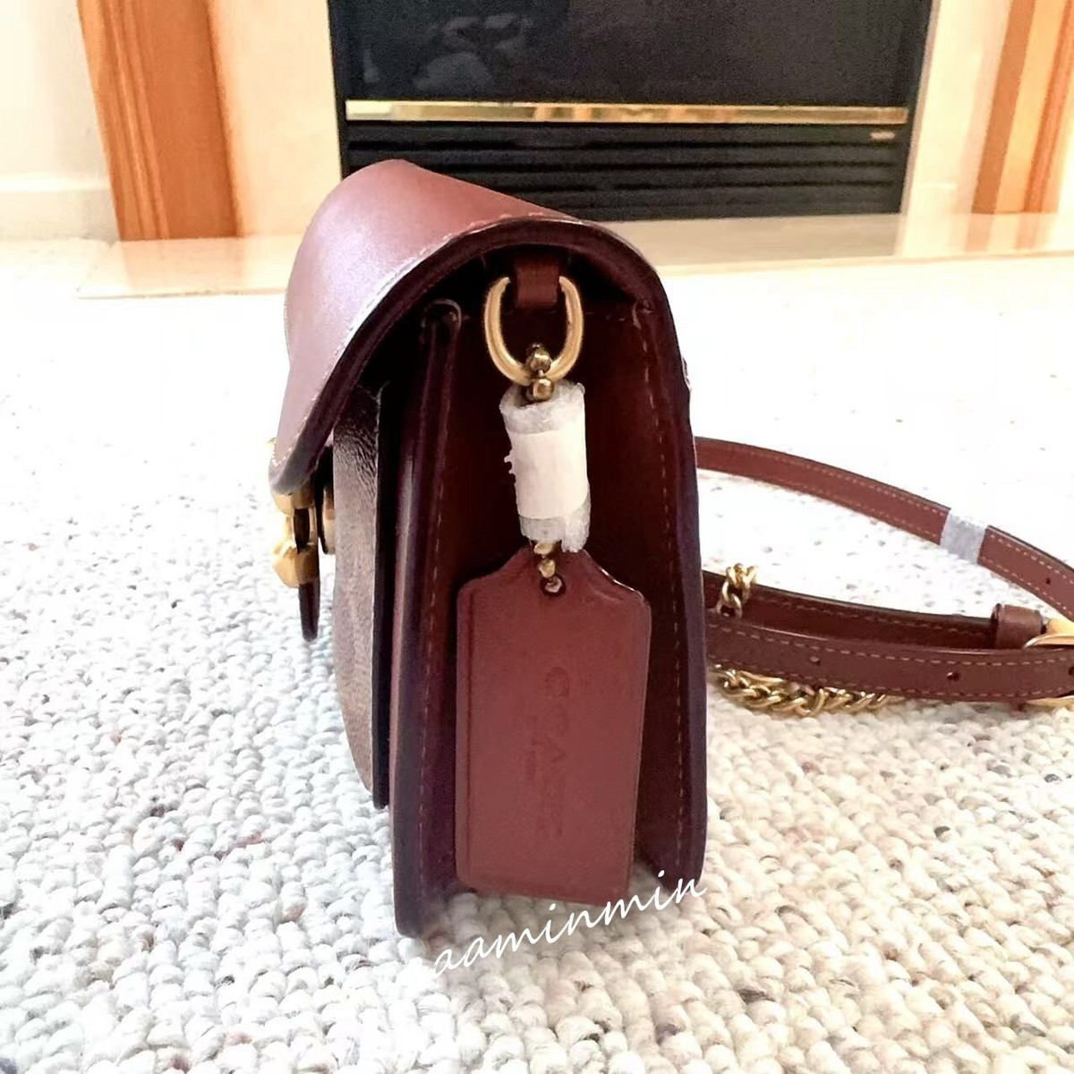 Coach Tabby Chain Clutch CE774 Rust Signature Canvas Leather