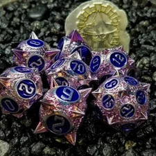 Sage's Enchanted Morningstar Purple/Blue Metal Polyhedral Dice Set DnD Dice