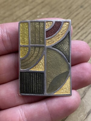 FRANK LLOYD WRIGHT & LORI McCLEAN MoMA 925 Sterling Silver Vintage Enamel Brooch