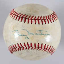 Billy Martin Signed Baseball w/ Davey Lopes & Bob Owchinko - COA JSA