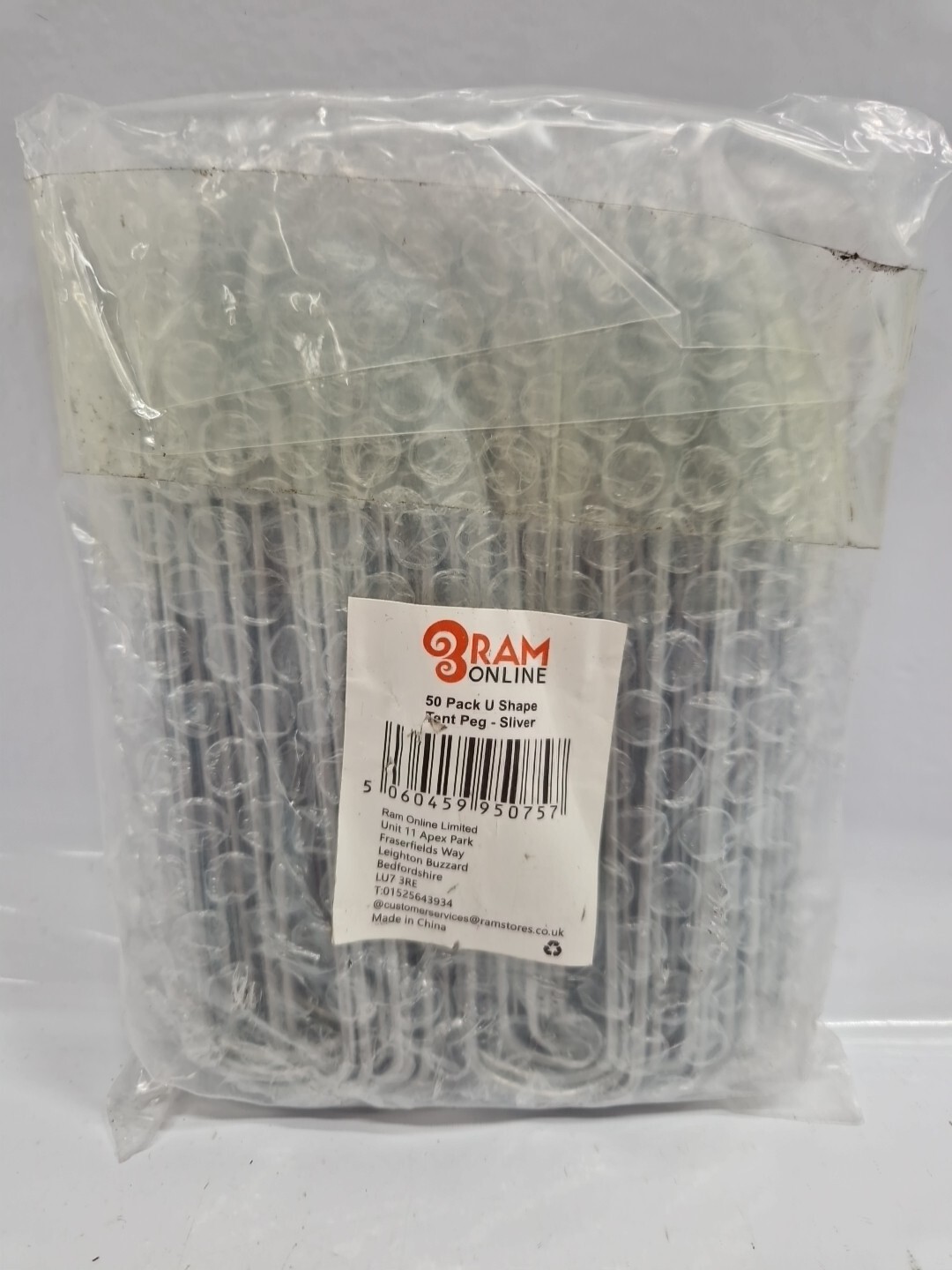 Ram® 50 X Silver Galvanised Ground Pegs Lawn Pegs Stakes Staples Lawn U Shaped