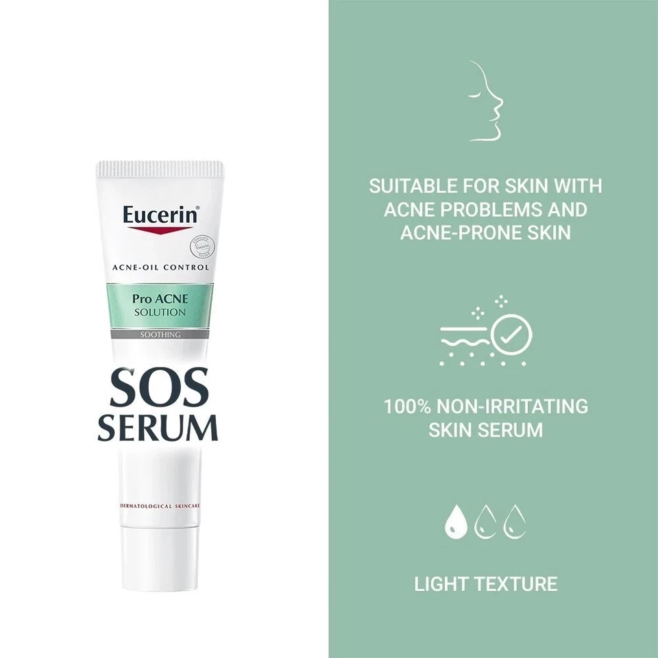 EUCERIN Pro Acne Solution SOS Serum 40 ml Reduce Redness Acne Prone Skin SHIP US - Image 3 of 4